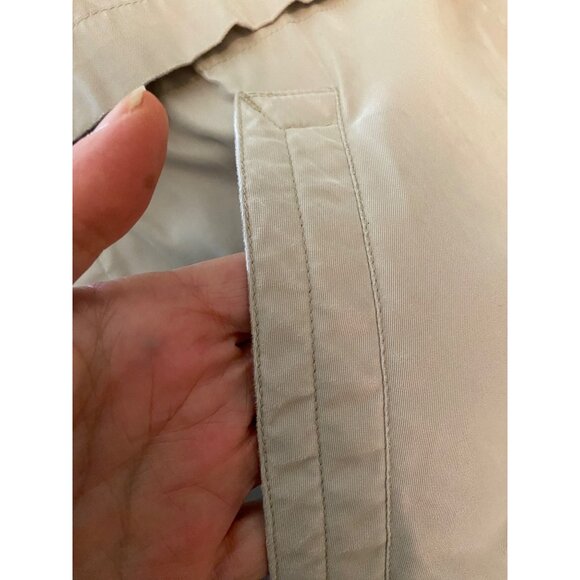 Eddie Bauer Beige Long Coat Goose Down Plaid Lining Button Zipper Closure Medium - Picture 8 of 15